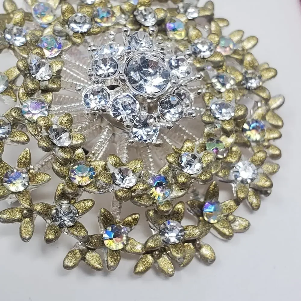 Liz Claiborne Mixed metal and Rhinestone Brooch New in Box